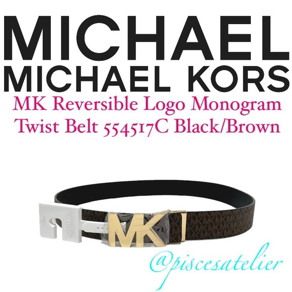 MICHAEL Michael Kors Black/Brown MK Logo Monogram Twist Reversible Belt 554517C - Picture 13 of 16